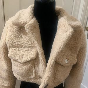 cropped teddy jacket
